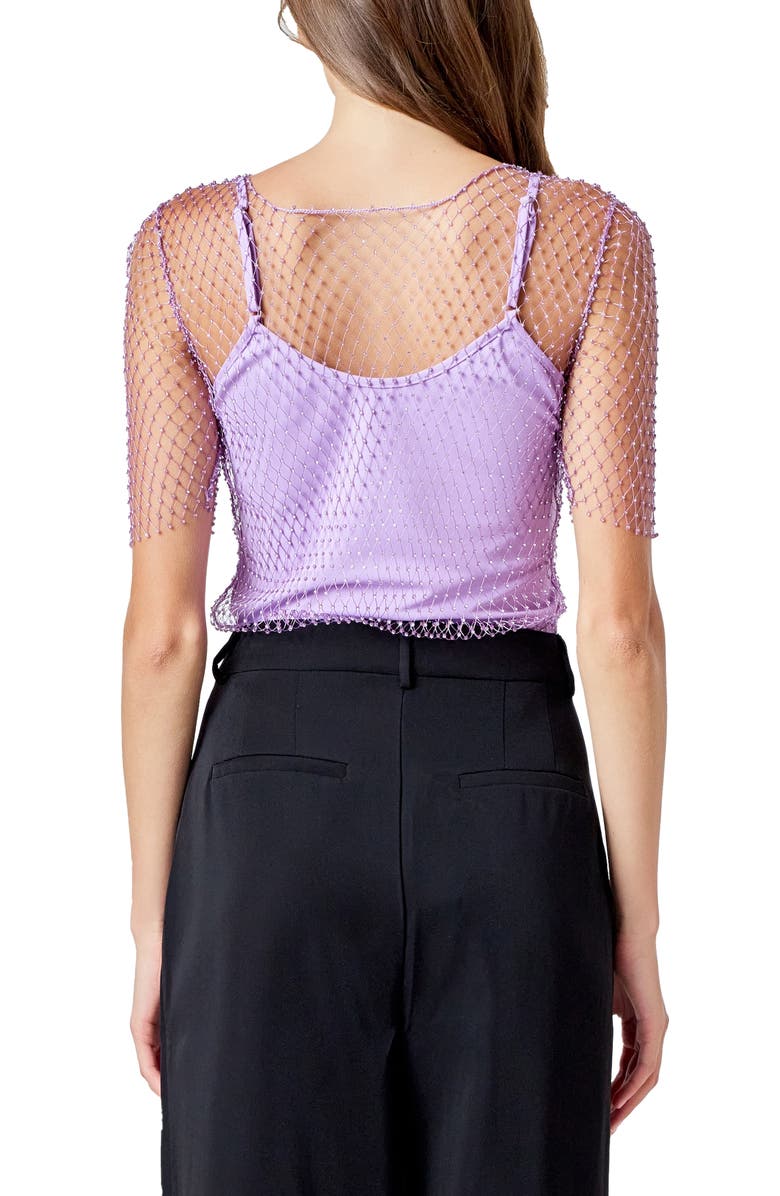 Endless Rose Embellished Mesh Top, Alternate, color, Lilac