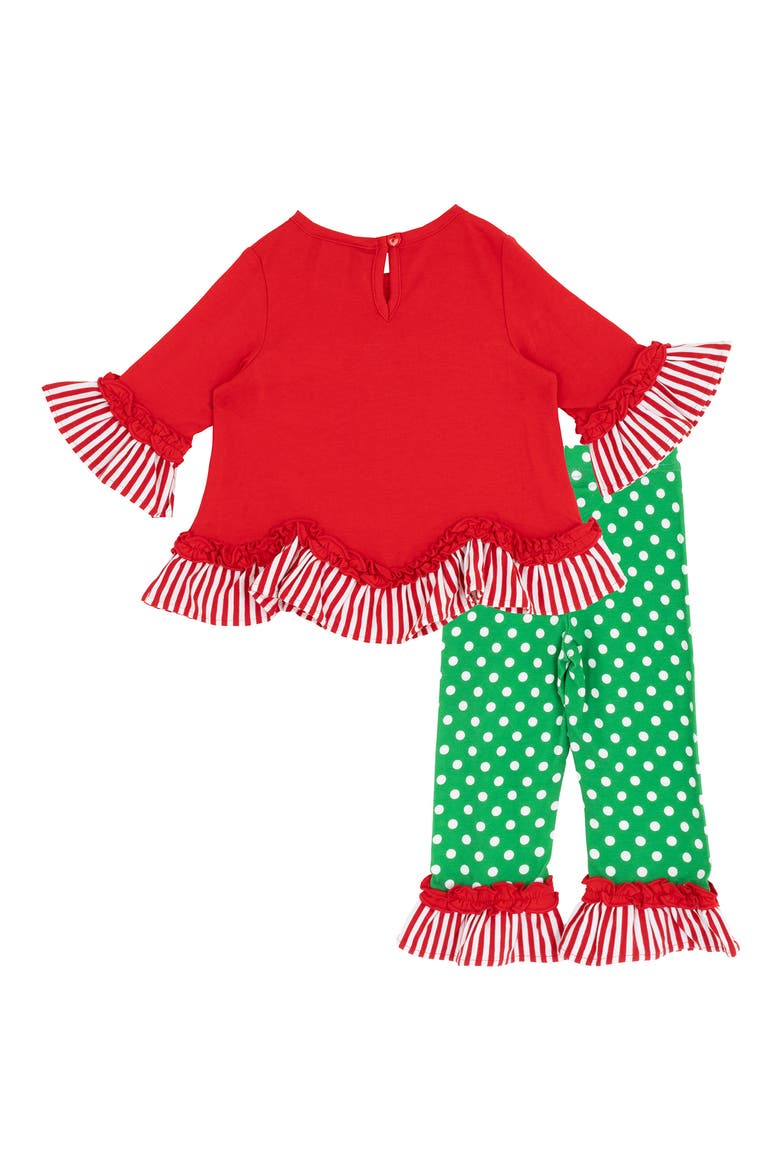Christmas Tree Appliqué Top & Leggings Set, Alternate, color, RED
