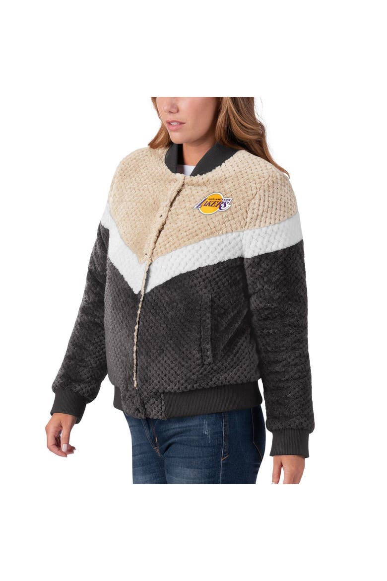 Women's G-III 4Her by Carl Banks Black/Tan Los Angeles Lakers Riot Squad Sherpa Full-Snap Jacket, Alternate, color, Black