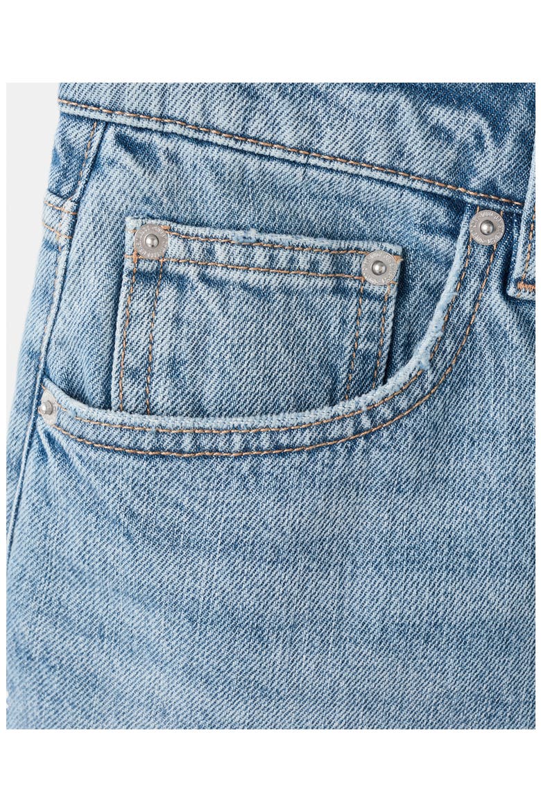 Frayed Side Slit Denim Shorts, Alternate, color, MEDIUM BLUE