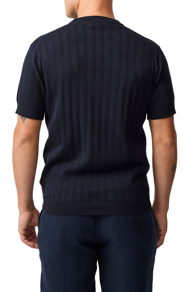 Canning Street Short Sleeve Stripe Cotton & Hemp Crewneck Sweater, Alternate, color, MIDNIGHT
