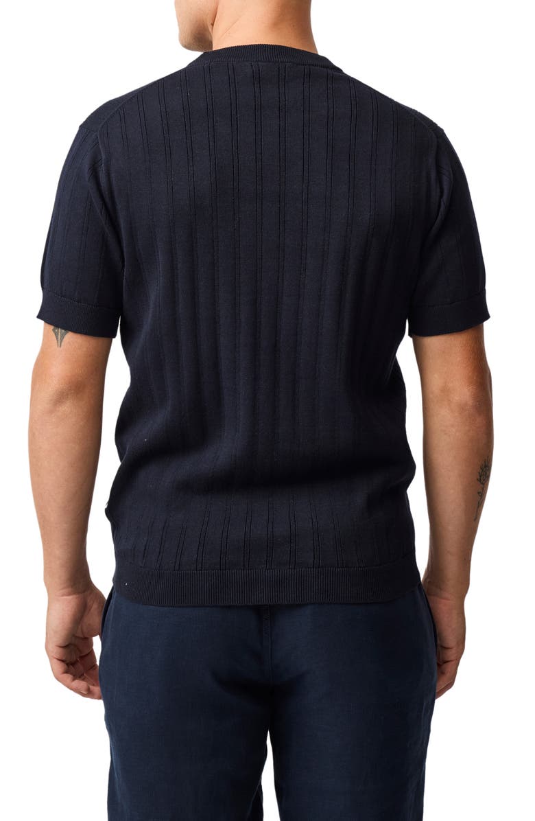 Rodd & Gunn Canning Street Short Sleeve Stripe Cotton & Hemp Crewneck Sweater, Alternate, color, Midnight