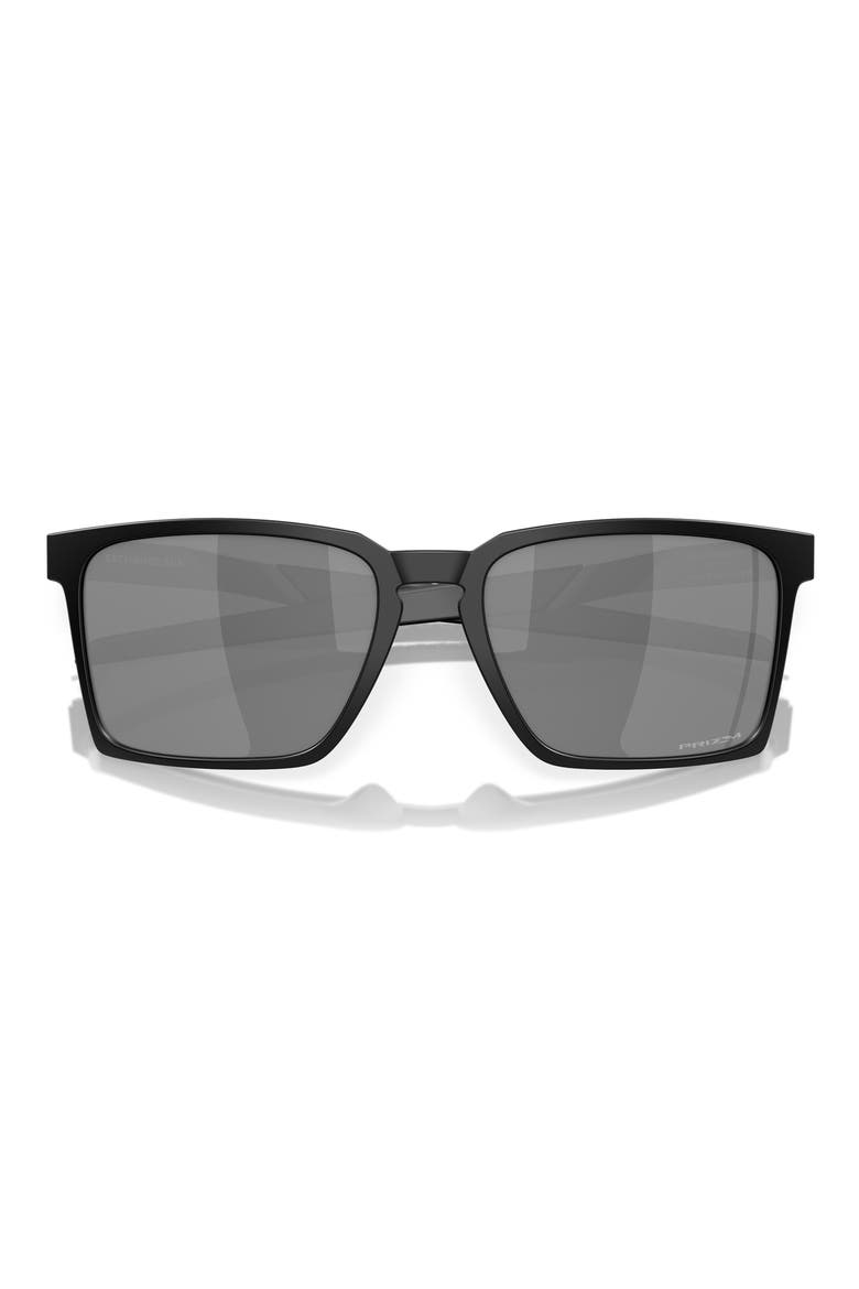 Exchange Sun 56mm Polarized Rectangular Sunglasses, Alternate, color, SHINY BLACK