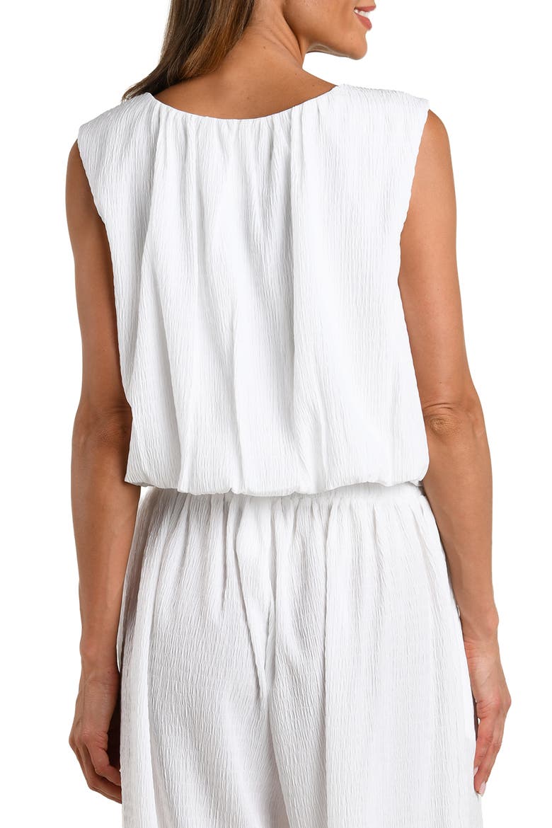 Puckered Up Sleeveless Cover-Up Top, Alternate, color, WHITE