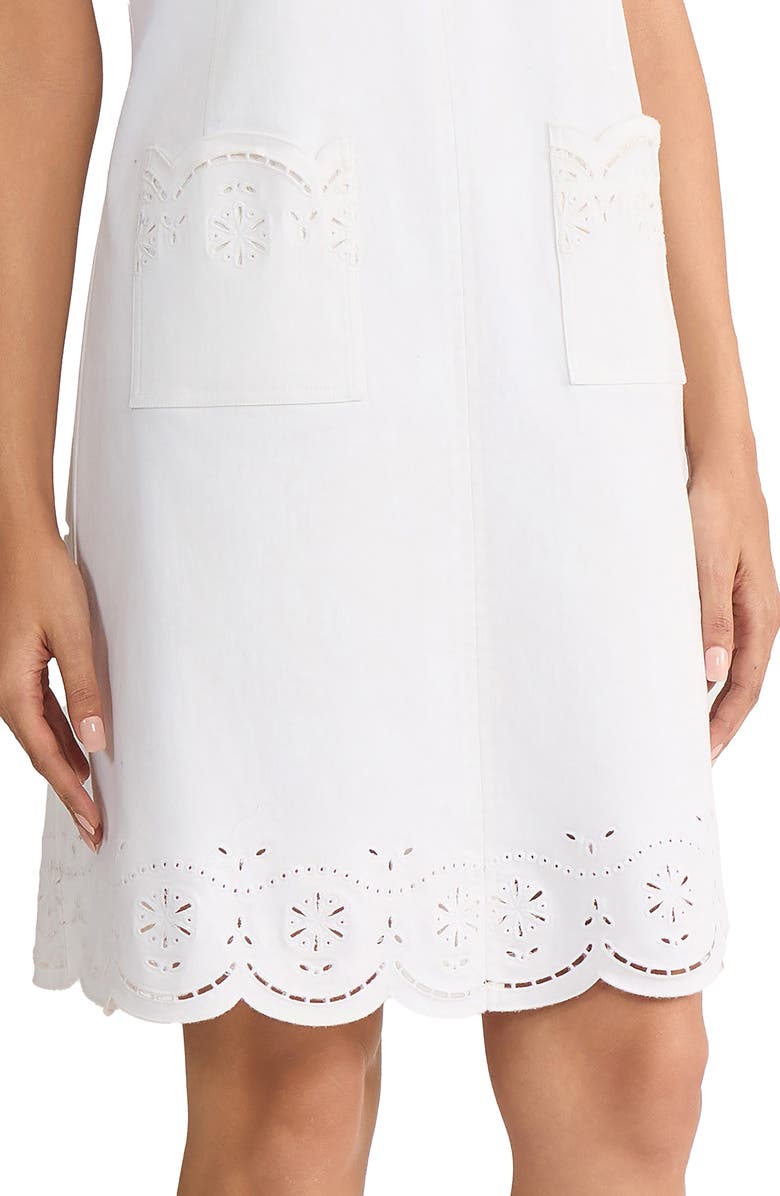 Jones New York Eyelet Embroidery Sleeveless Minidress, Alternate, color, Soft White