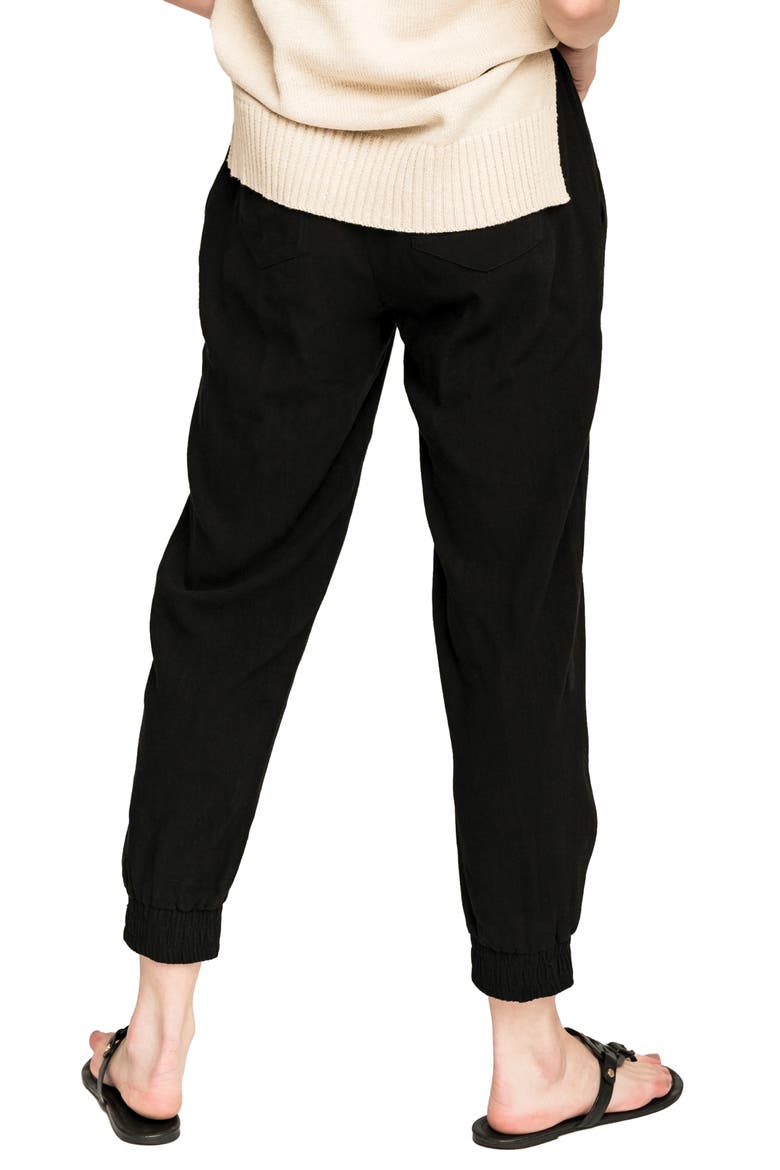 Linen Joggers, Alternate, color, BLACK