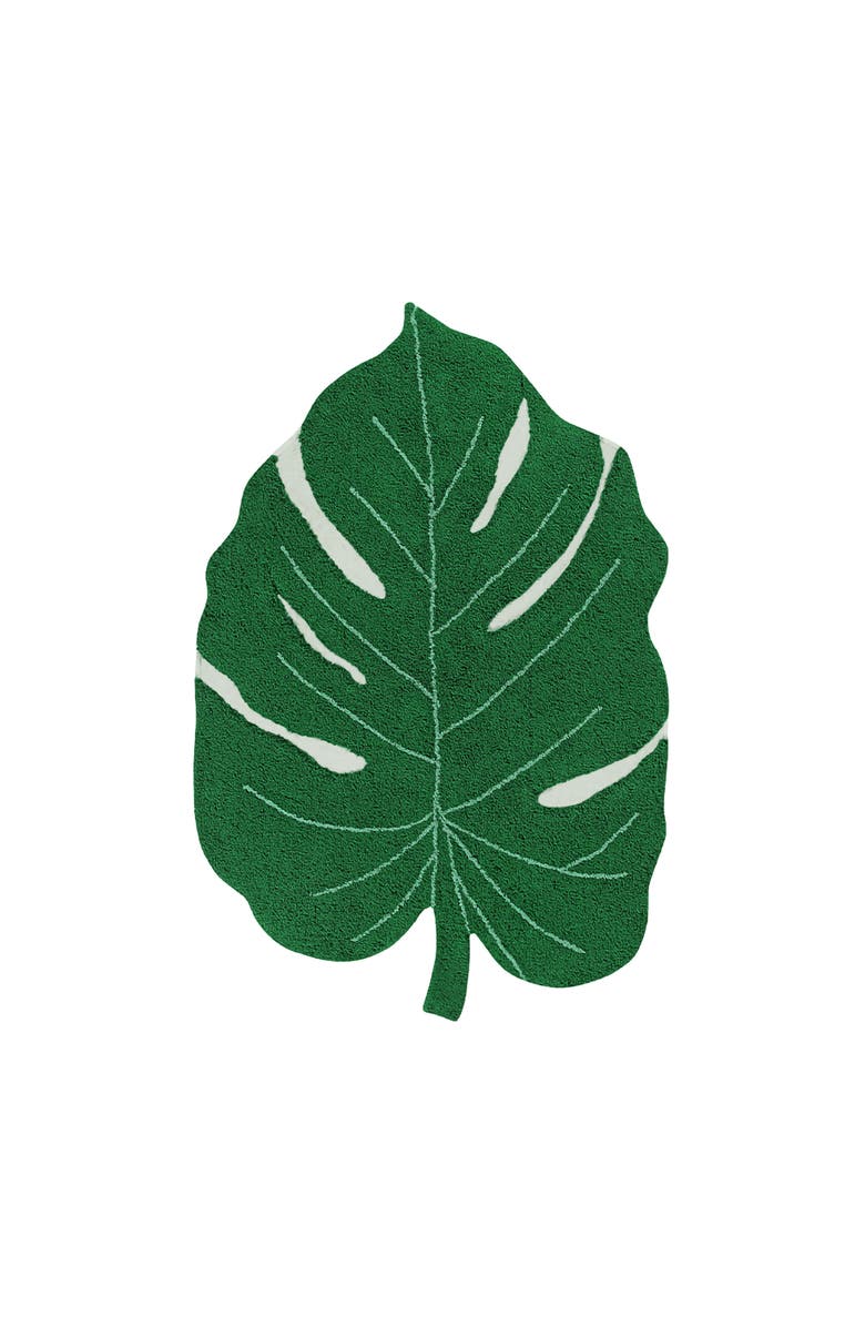 Lorena Canals Washable Rug Monstera, Main, color, Green