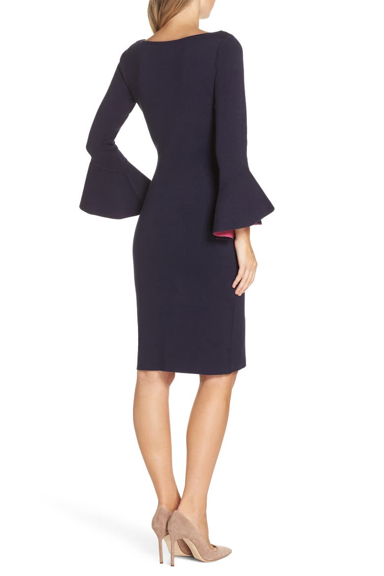 Bell Sleeve Midi Sweater Dress, Alternate, color, NAVY