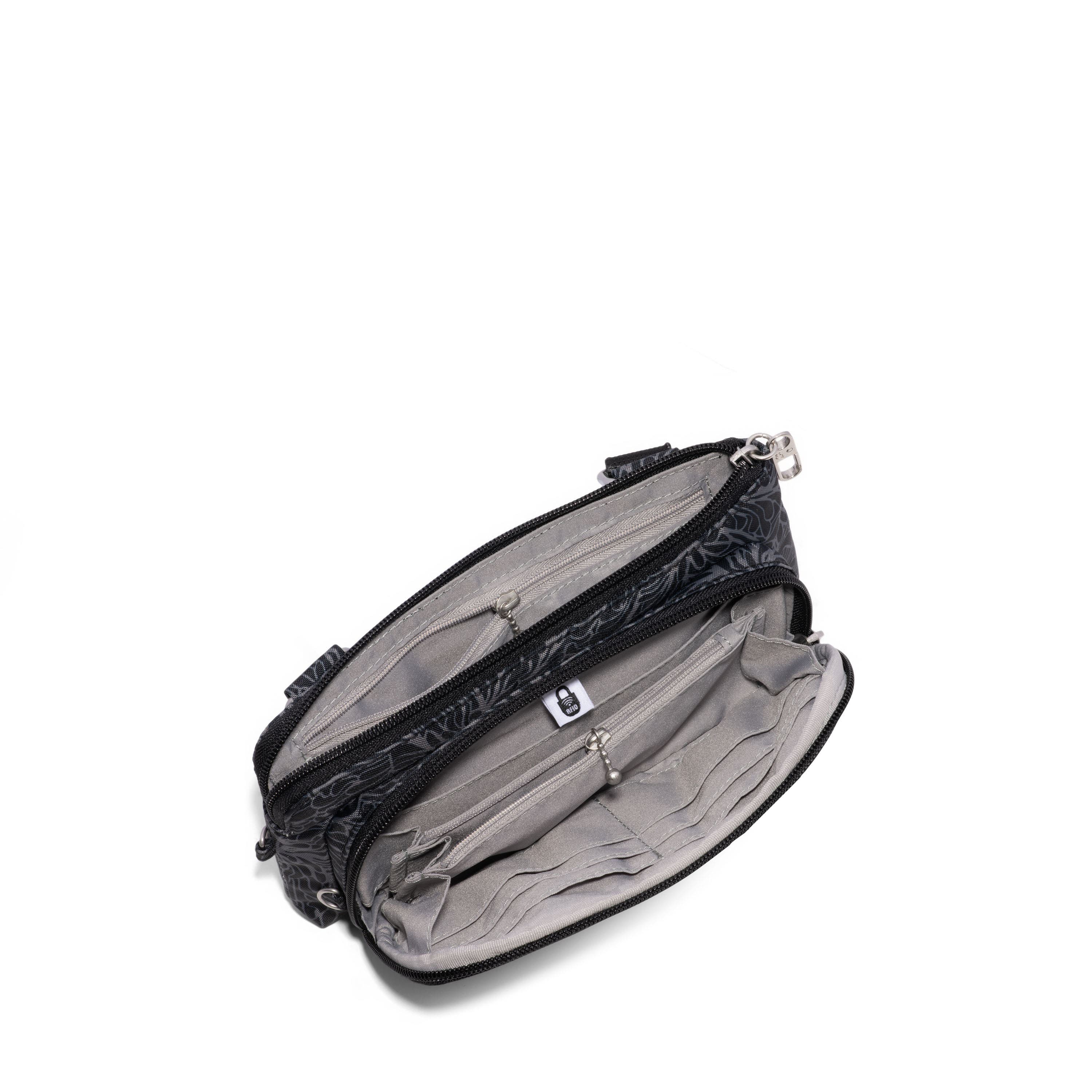 Securtex Anti-Theft Mini Wallet Crossbody, Alternate, color, Midnight Blossom Print