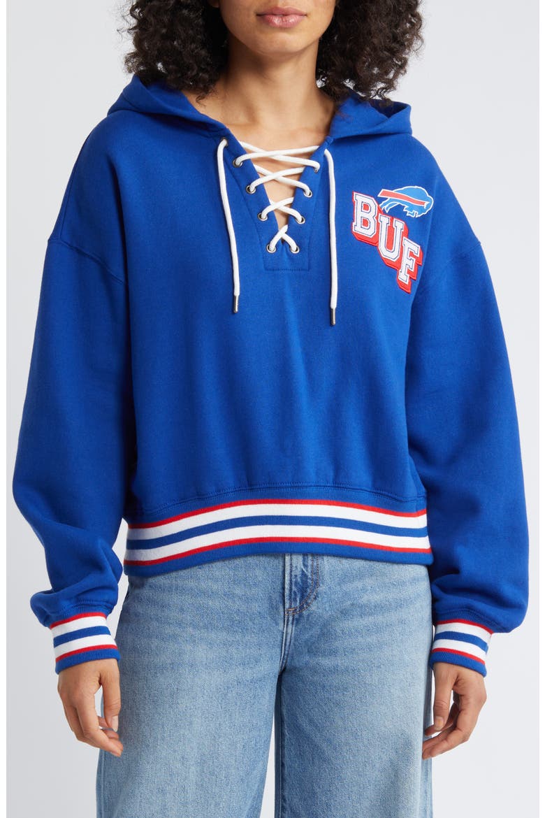 Women's WEAR by Erin Andrews Royal Buffalo Bills Lace-Up Pullover Hoodie, Main, color, Royal