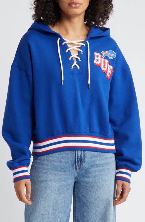 Women's WEAR by Erin Andrews Royal Buffalo Bills Lace-Up Pullover Hoodie