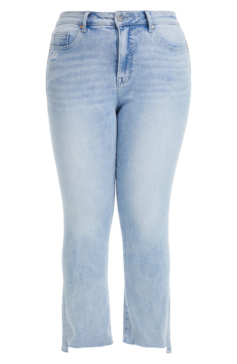 Bayeas Daisy High Waist Raw Edge Crop Straight Leg Jeans, Alternate, color, Light Blue