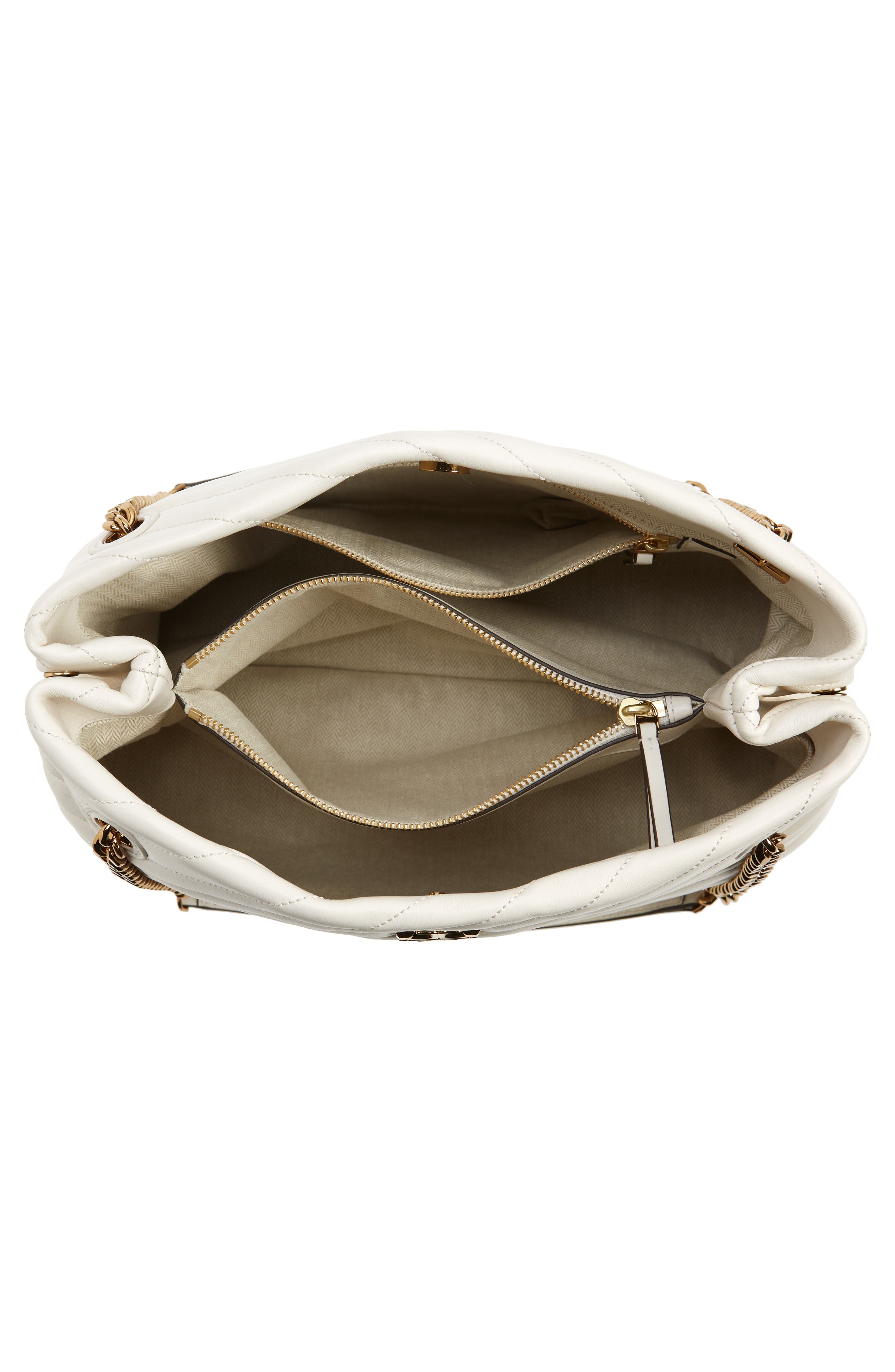 Kira Chevron Quilted Leather Tote, Alternate, color, NEW IVORY