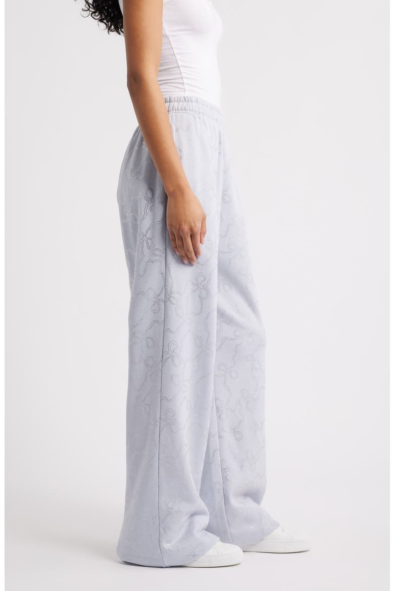 Momo Crystal Bow Wide Leg Sweatpants, Alternate, color, ASPEN BLUE