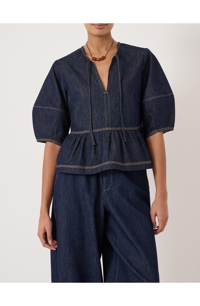 Hush Betty Barrel Sleeve Denim Top, Alternate, color, Rinse Wash