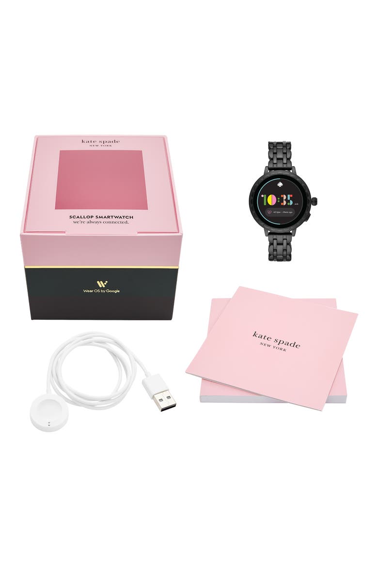 raven scallop smart bracelet watch, 41mm, Alternate, color, BLACK