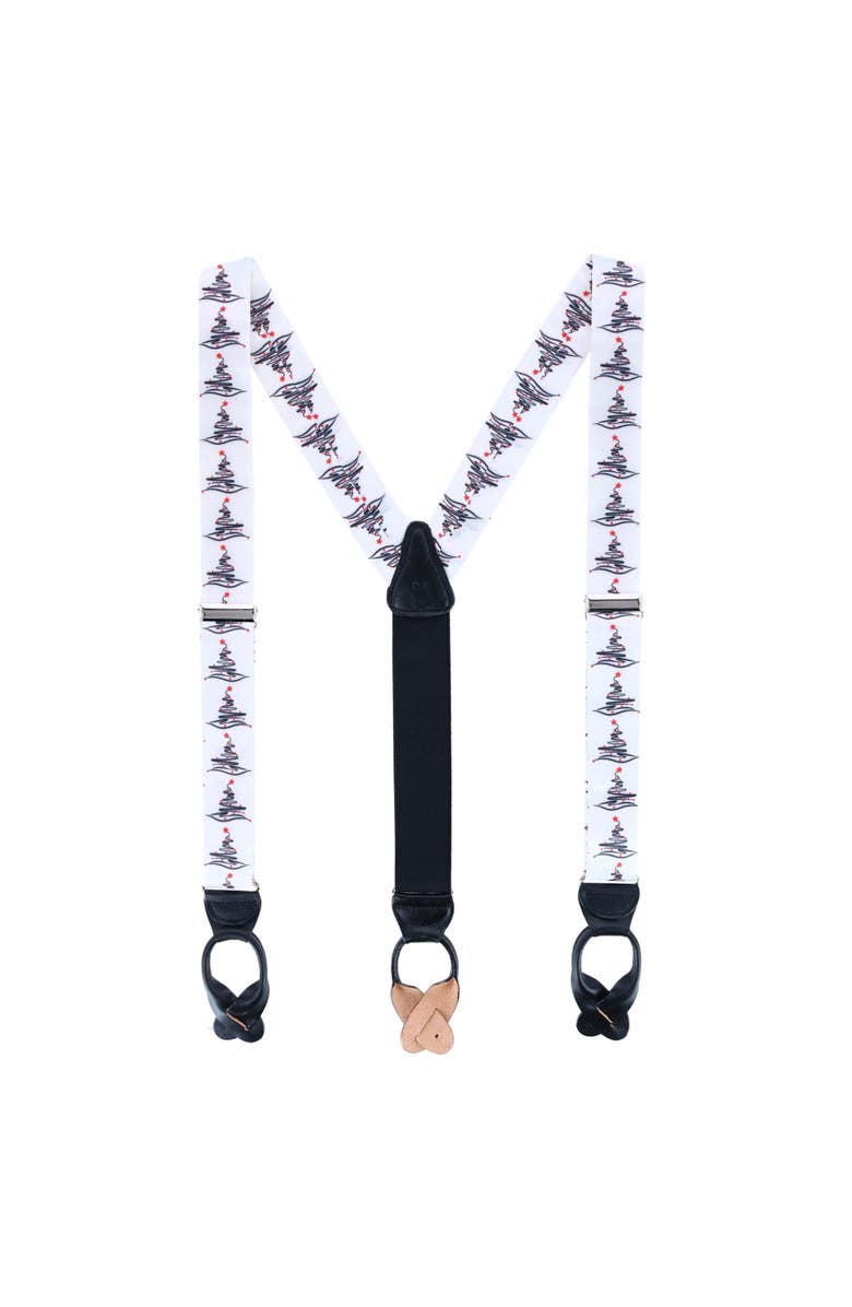 Trafalgar McCallister Contemporary Christmas Tree Silk Button End Suspenders, Alternate, color,