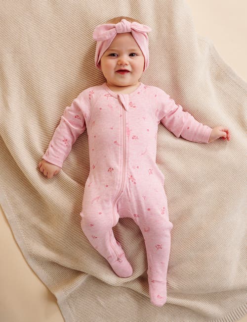 Purebaby Zip Growsuit & Headband Set In Pink