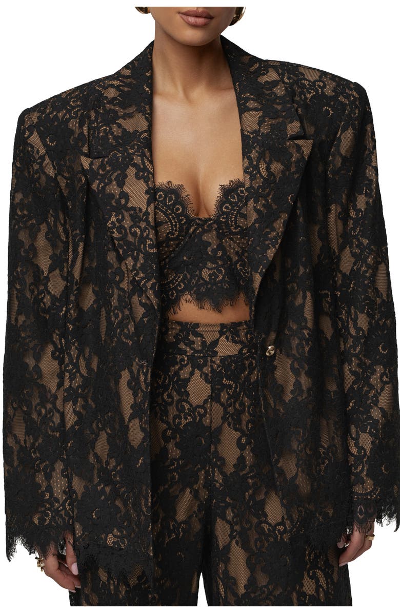 JLUXLABEL Lace And Desire Blazer, Main, color, Black