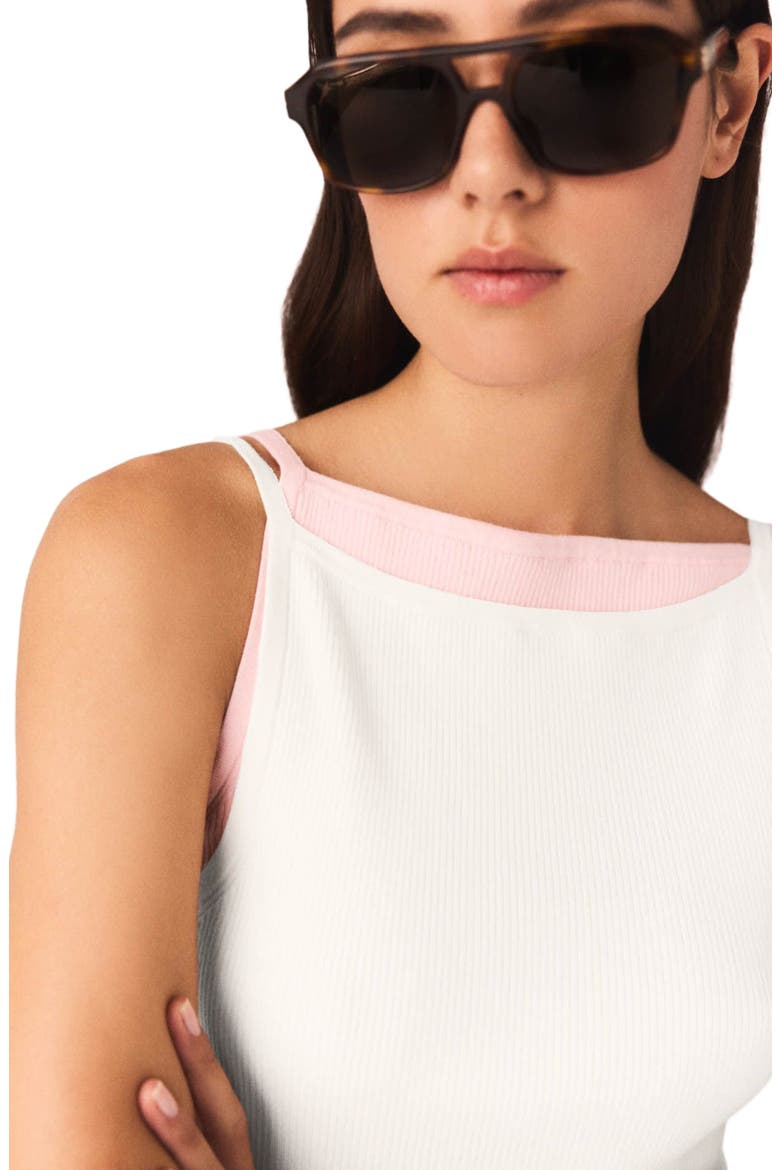 High straight-neck top, Alternate, color, White