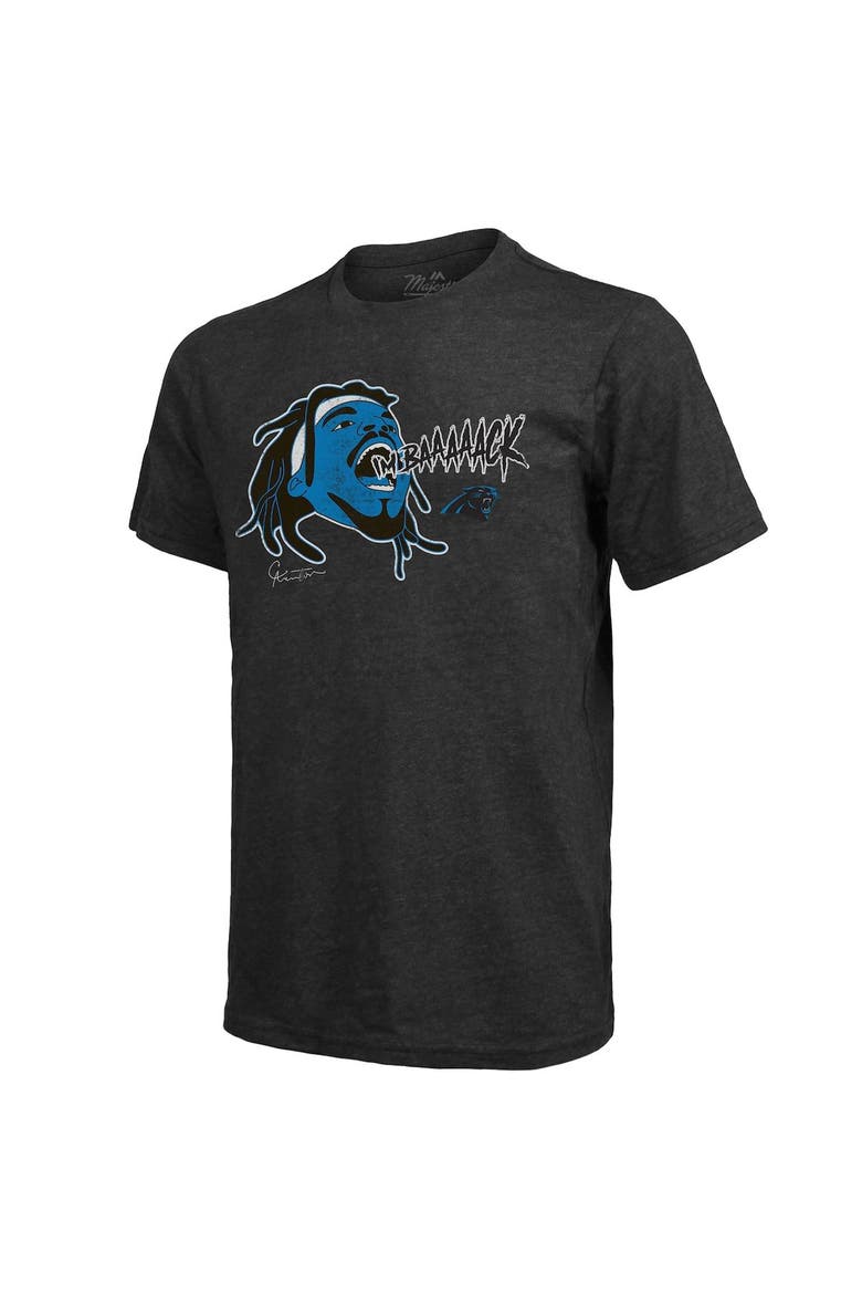 Men's Majestic Threads Cam Newton Black Carolina Panthers Tri-Blend Player Graphic T-Shirt, Alternate, color, Black