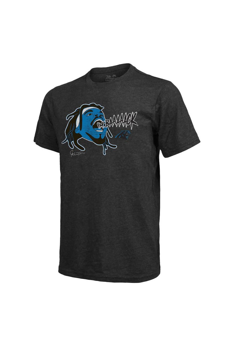 Majestic Threads Men's Majestic Threads Cam Newton Black Carolina Panthers Tri-Blend Player Graphic T-Shirt, Alternate, color, Black