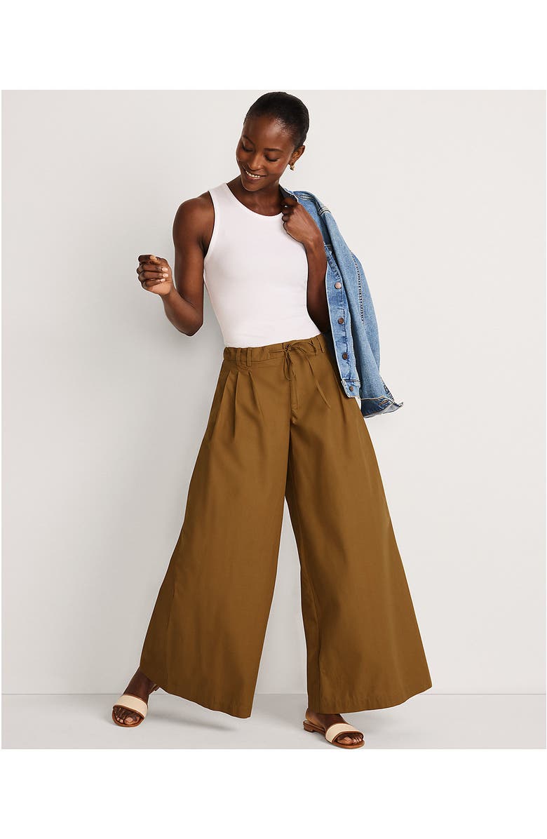 Lands' End Poplin Mid Rise Pleated Slouchy Pants, Alternate, color, 
