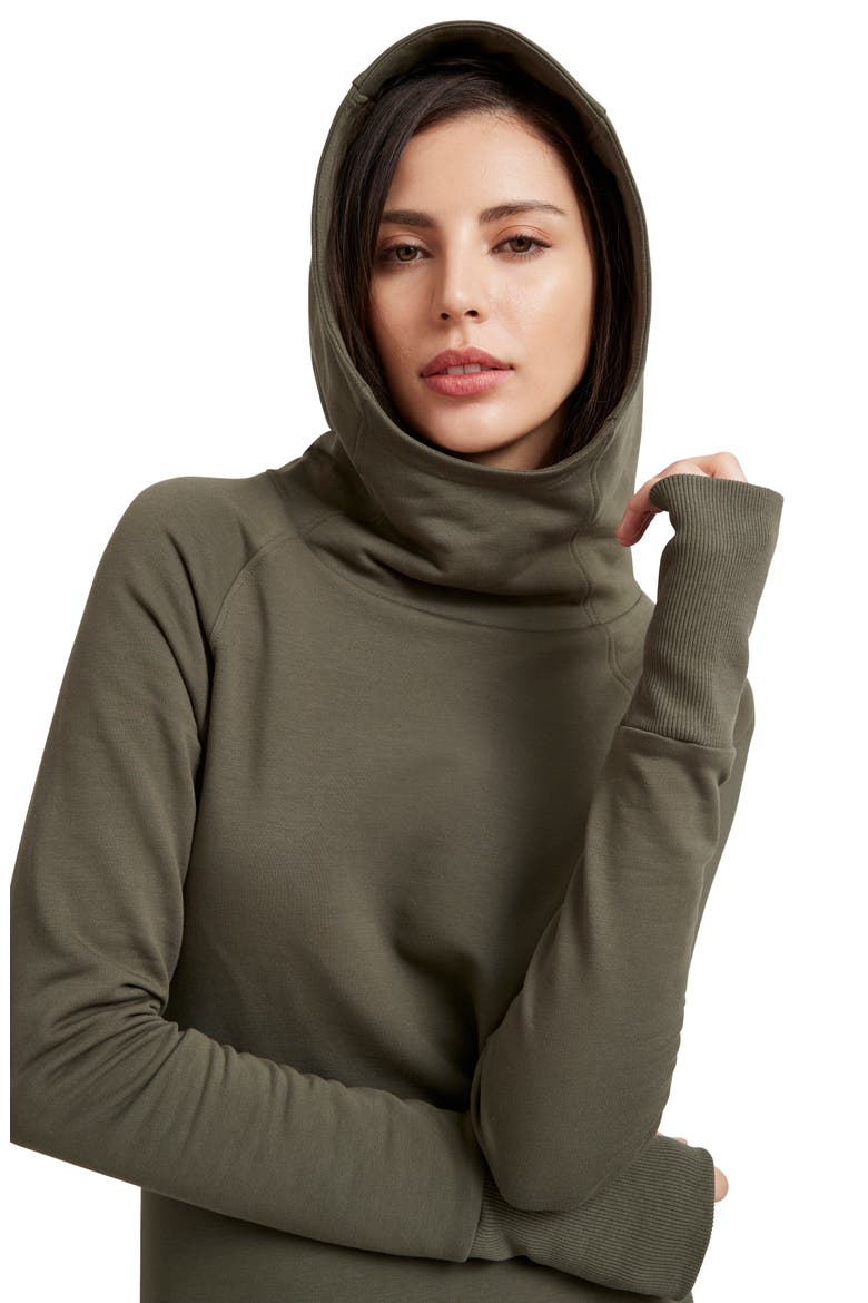 Walker Long Sleeve Hooded Sweatshirt Dress, Alternate, color, OLIVE