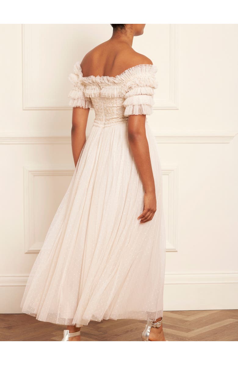 Needle & Thread Midsummer Lace Off Shoulder Ankle Gown, Alternate, color, Cream