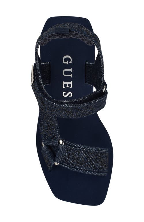 Guess Dawsin Slingback Platform Wedge Sandal In Dark Blue