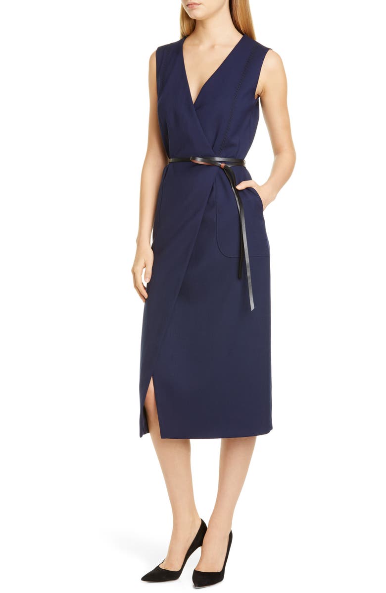 Altuzarra Belted Wool Pencil Dress, Alternate, color, 