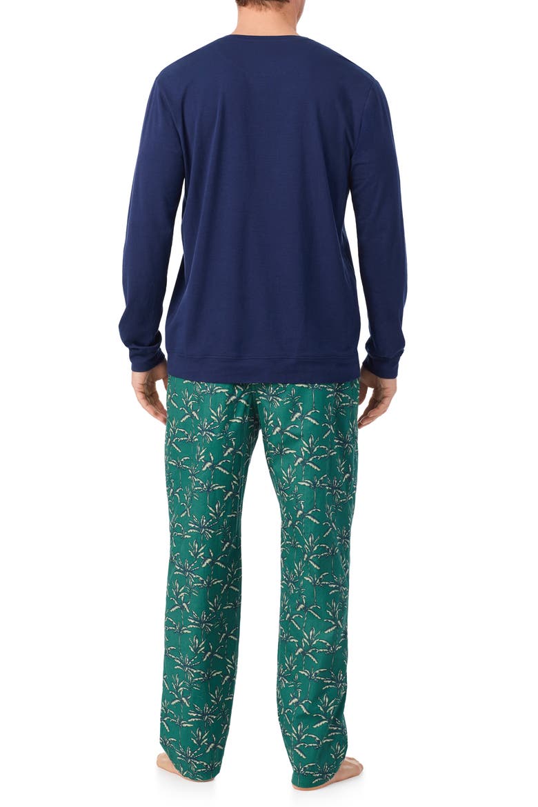 Long Sleeve Cotton & Modal Henley Pajama Top, Alternate, color, GREEN PRINT