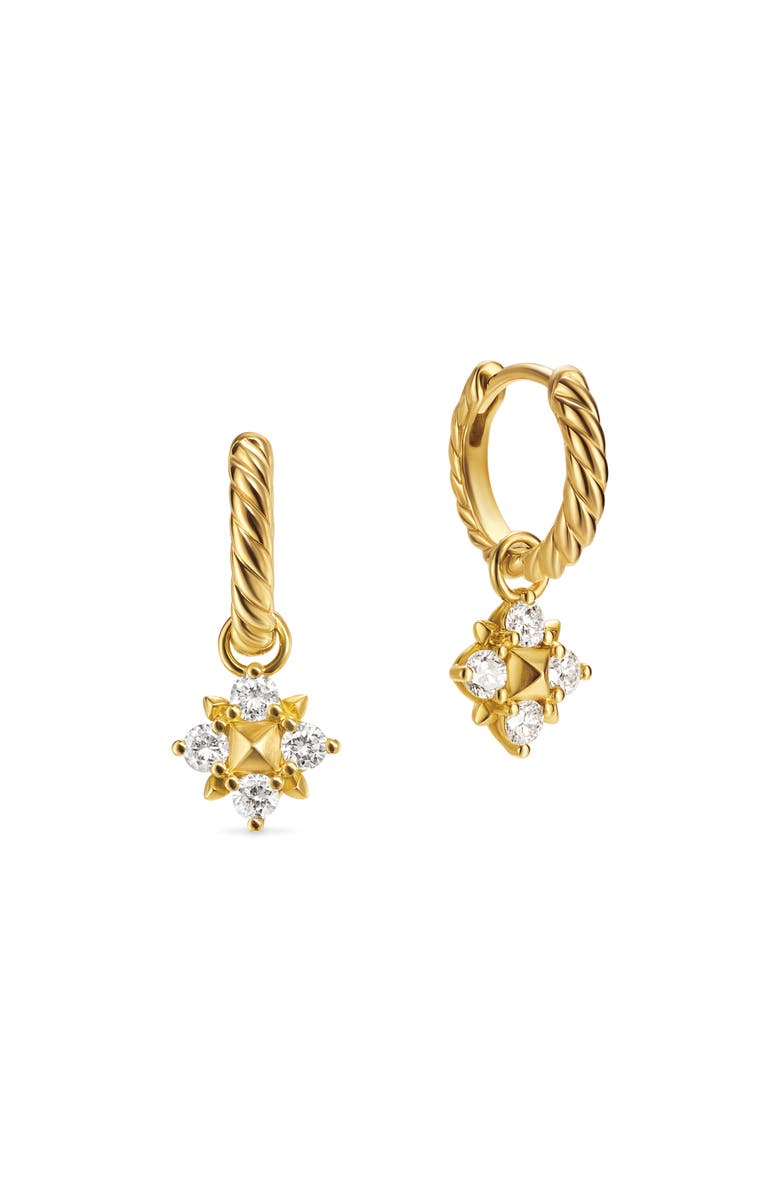 David Yurman Petite Modern Renaissance Drop Hoop Earrings in 18K Gold with Diamonds, Alternate, color, 18K Gold