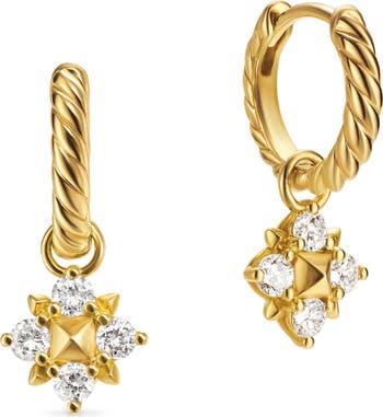 David Yurman Petite Modern Renaissance Drop Hoop Earrings in 18K
