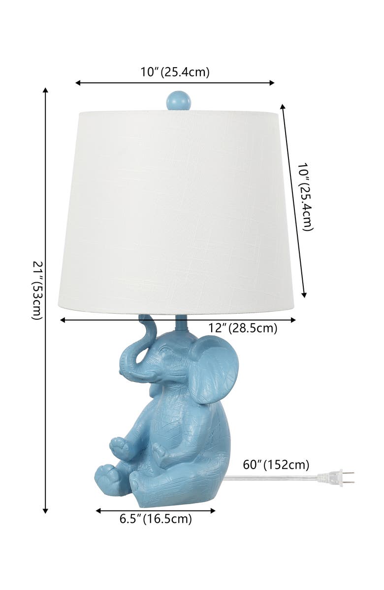 JONATHAN Y Kairi Modern Shabby Chic Resin/Iron Happy Elephant LED Kids
Table Lamp with Phone Stand, Main, color, Blue