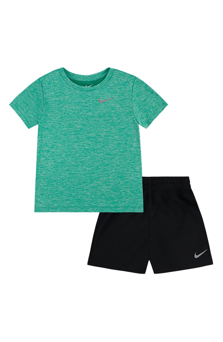 Nike Kids' T-Shirt & Shorts Set, Main, color, Black/ Stadium Green