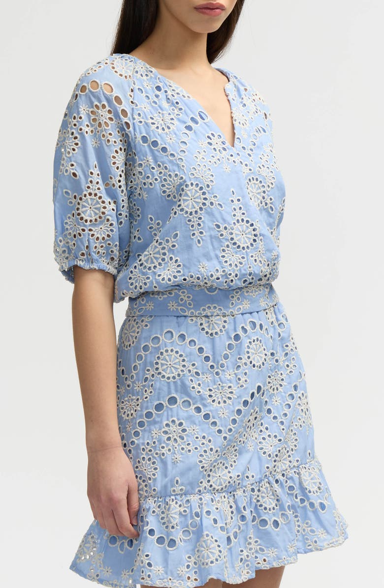 NVLT Eyelet Puff Sleeve Top, Alternate, color, Chambray