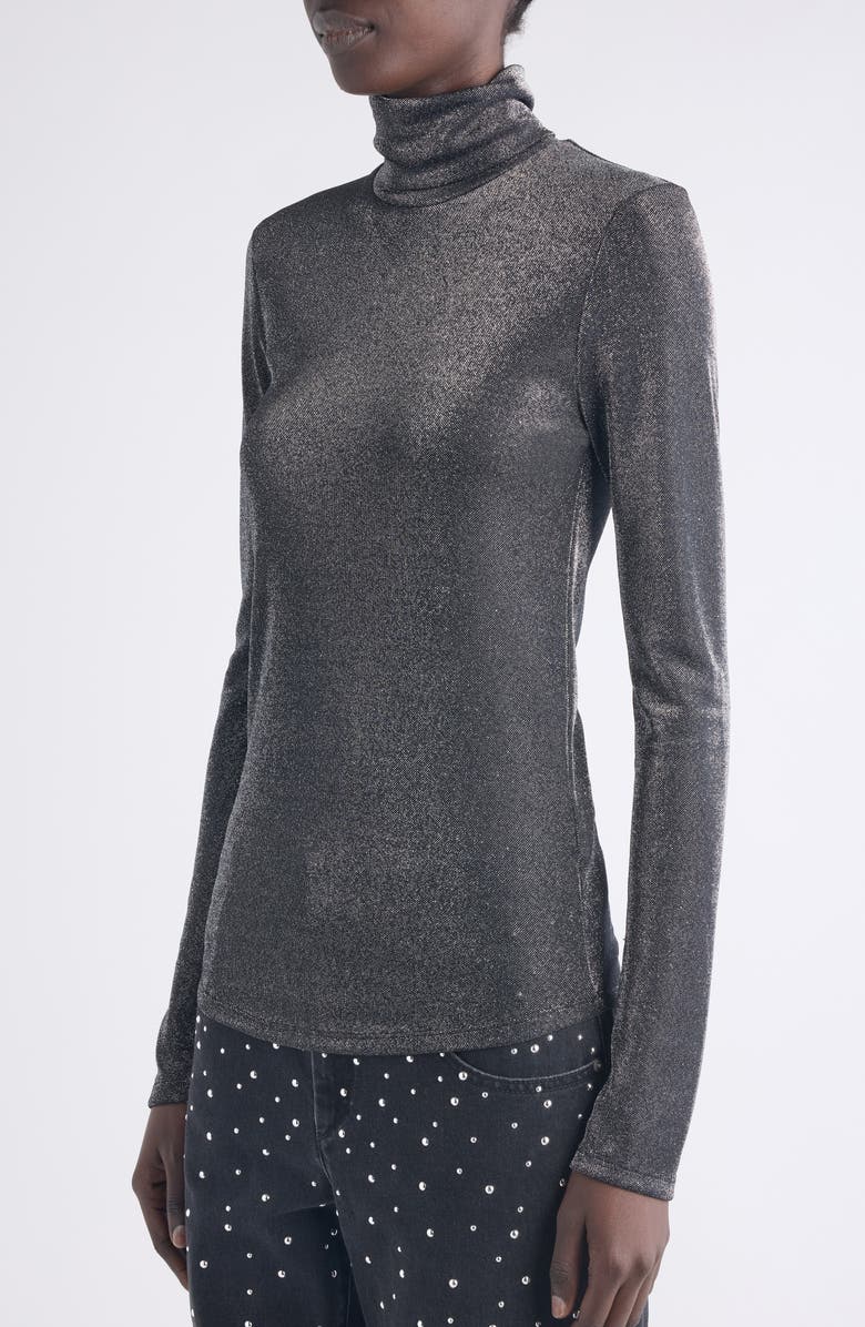 Isabel Marant Étoile Jadia Metallic Turtleneck Top, Alternate, color, Gun Metal