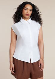 ELOQUII Button Up Shirt With Open Back