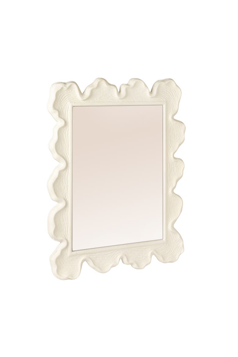 Faux Bois Wall Mirror, Main, color, White