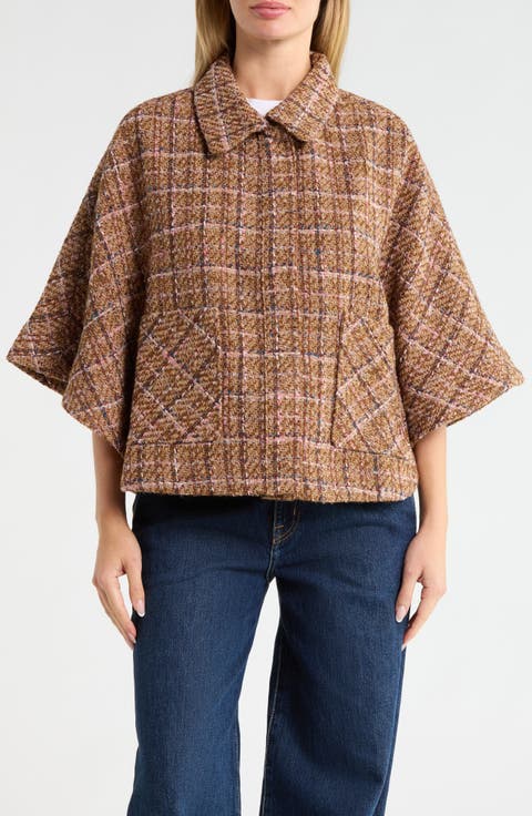 Tweed Capelet Poncho