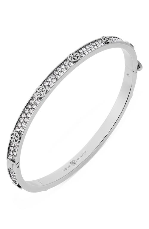 Tory Burch Miller Pavé Hinge Bracelet In Silver