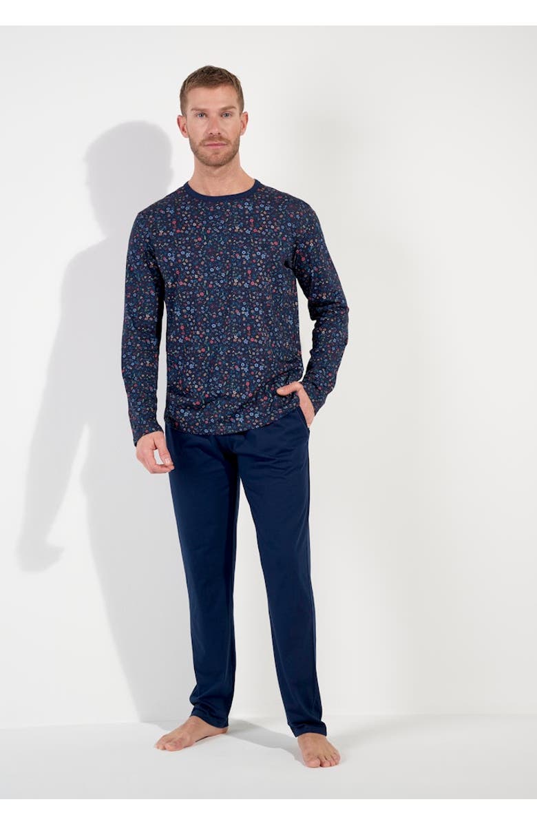HOM Broceliande Long Pajama Set, Alternate, color, Navy Print