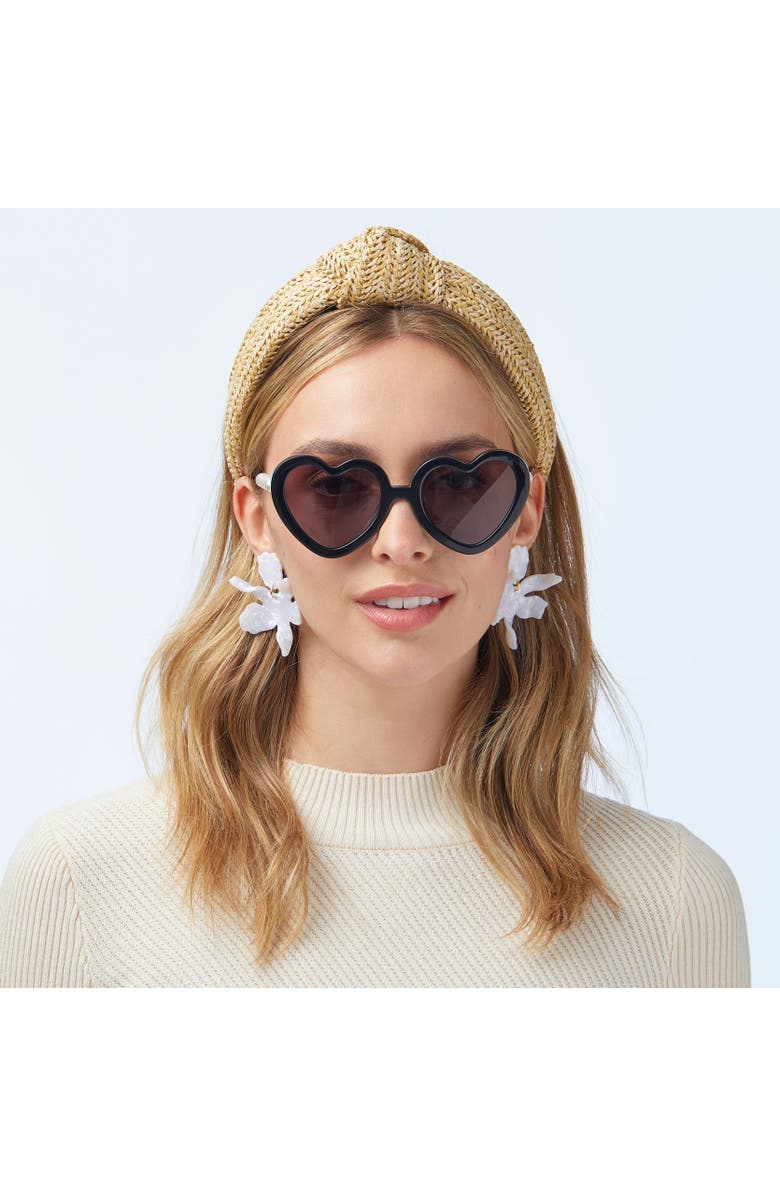 Lele Sadoughi Pearl Sweetheart Sunglasses, Alternate, color, Jet 001