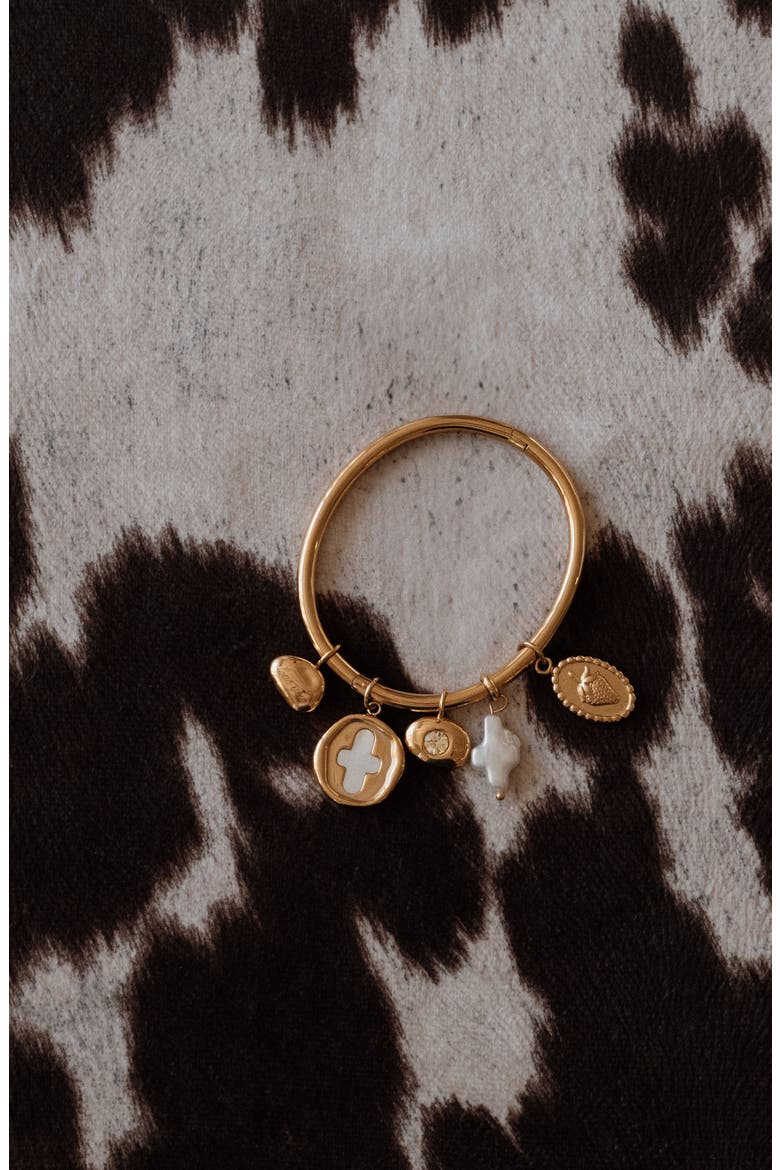 Stamp Coin Charm, Alternate, color, Gold
