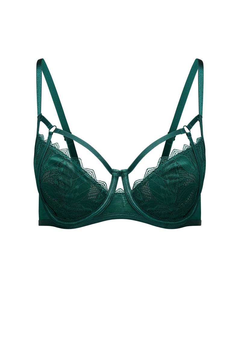 Gaya Unlined Demi Bra, Alternate, color, Dark green