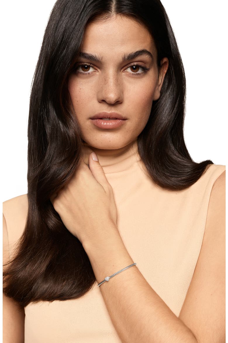 Cable Flex Heart Bracelet, 2.6mm, Alternate, color, SILVER PAVE