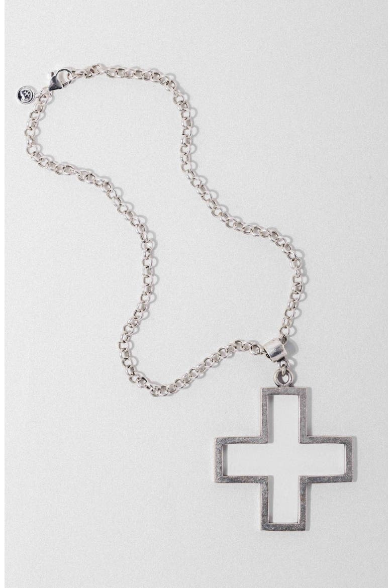 Madonna Cross Necklace, Alternate, color, SILVER
