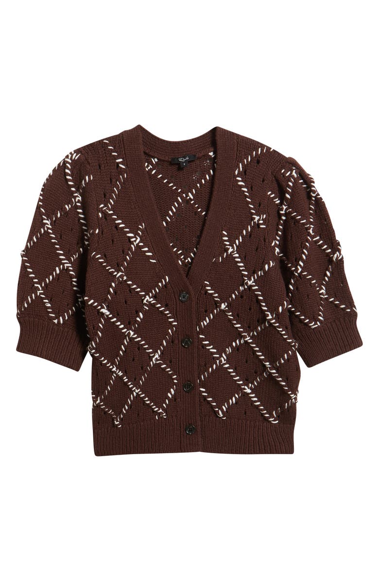 Rails Isla Whipstitch Elbow Sleeve Cardigan, Alternate, color, Espresso Ivory