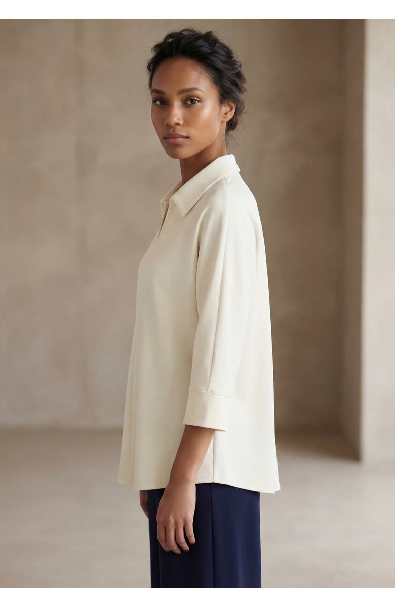 Jessica London Stretch Knit Crepe Trapeze Tunic, Alternate, color, Ivory